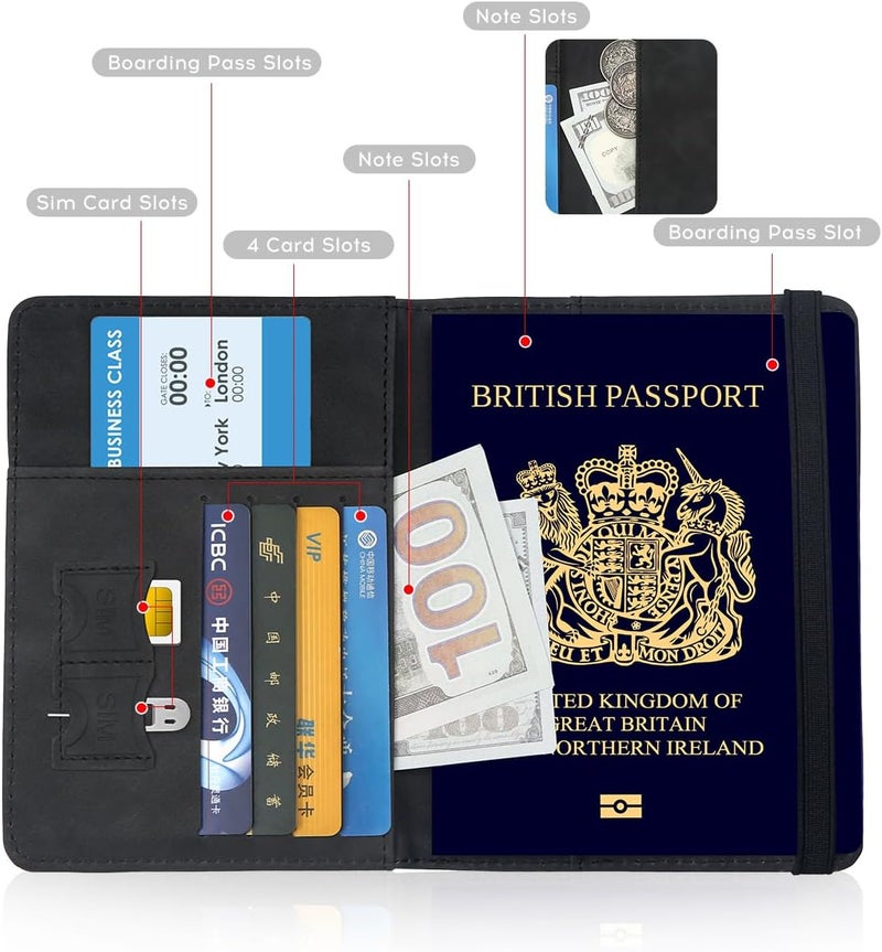 ILIYAH -Passport Cover-Passport Holder Travel Wallet-RFID-Blocking Passport Case Travel Accessories Card Holder Wallet Unisex Travel Gifts（Black） - Image 5